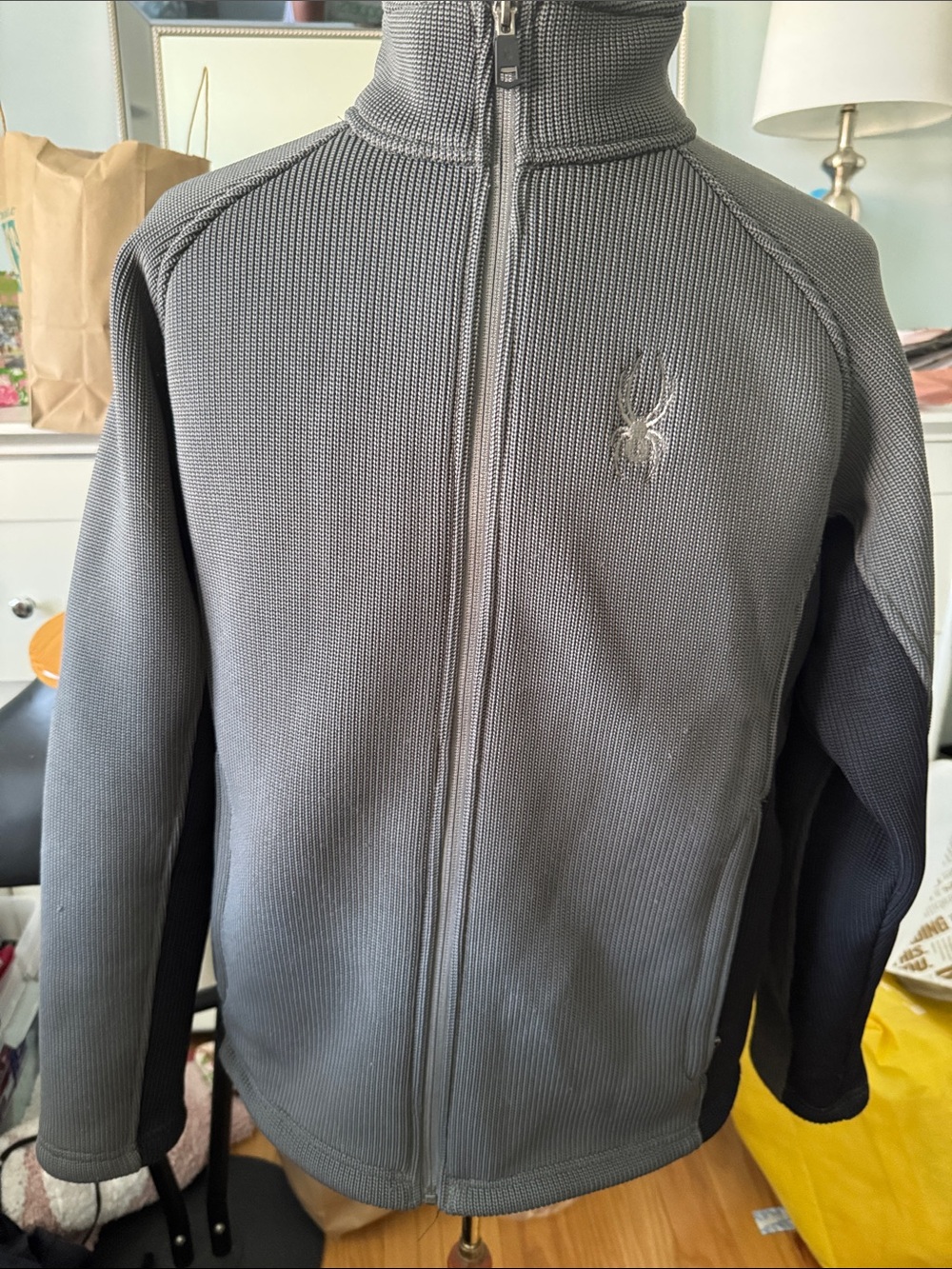Spyder Men's Charcoal Gray Full-Zip Knit Jacket
